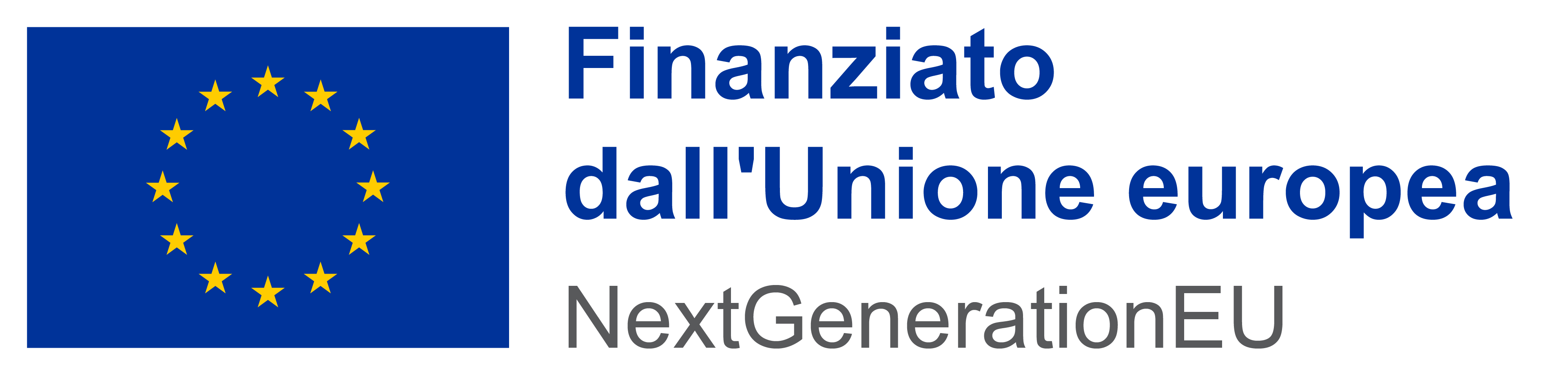 Bandiera dell’Unione Europea con testo Finanziato dall'Unione europea NextGenerationEU